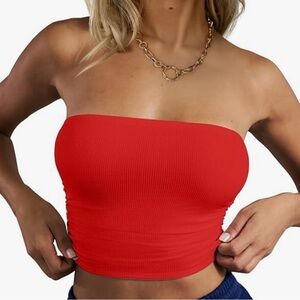 Red Strapless Tube Top